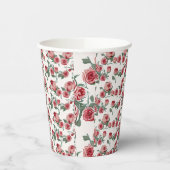 Rosa Rosen und Blätter Muster Pappbecher (Links)