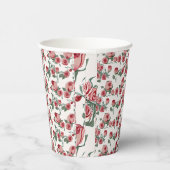 Rosa Rosen und Blätter Muster Pappbecher (Rechts)