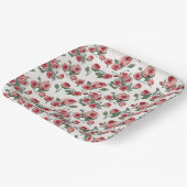 Rosa Rosen und Blätter Muster Pappteller (Gewinkelt)
