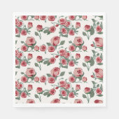 Rosa Rosen und Blätter Muster Serviette (Vorderseite)