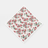 Rosa Rosen und Blätter Muster Serviette (Ecke)