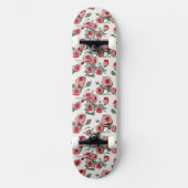 Rosa Rosen und Blätter Muster Skateboard (Vorderseite)