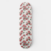 Rosa Rosen und Blätter Muster Skateboard (Vorderseite)