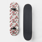 Rosa Rosen und Blätter Muster Skateboard (Vorderseite)