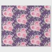 Rosa Rosen und Blätter Wrapping Paper Geschenkpapier (Flach)