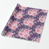 Rosa Rosen und Blätter Wrapping Paper Geschenkpapier (Ungerollt)