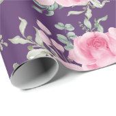 Rosa Rosen und Blätter Wrapping Paper Geschenkpapier (Rolleneckpunkt)