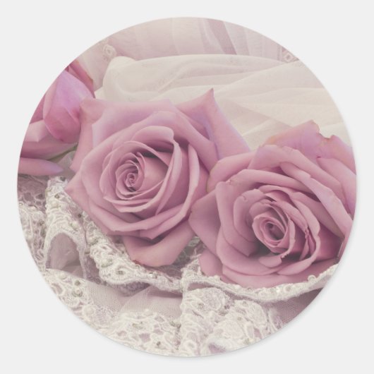 Rosa Rosen und bleibendes Leben Runder Aufkleber (Vorderseite)