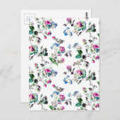 Rosa Rosen und Blumen Blumenmuster Postkarte (Vorne/Hinten)