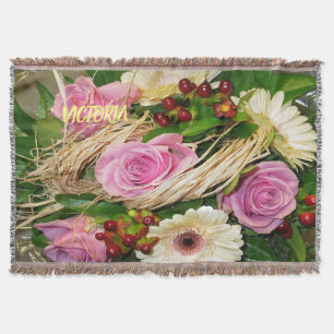 Rosa Rosen und Dinge Wurfdecke Decke