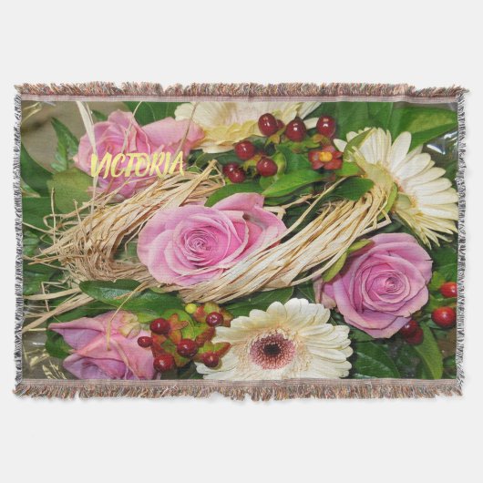 Rosa Rosen und Dinger werfen Blanket Decke (Vorderseite)