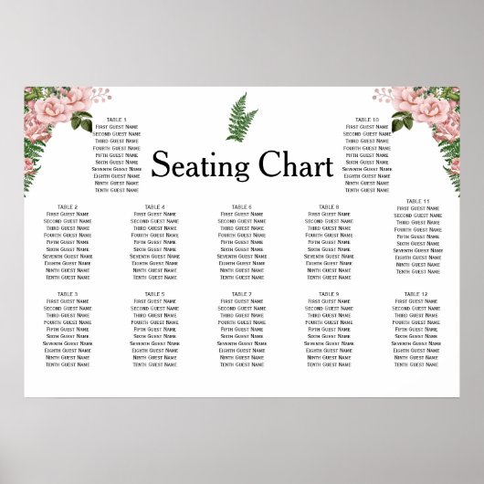 Rosa Rosen und Ferne Hochzeitssitze Poster (Vorne)