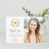 Rosa Rosen und Foto-Abschluss des Dankeskarte (Stehend Vorderseite)