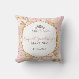 Rosa Rosen und geometrischer Glitzer Mis XV Pillow Kissen