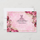 Rosa Rosen und Gold Response Card RSVP Karte (Rückseite)