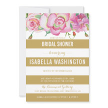 Rosa Rosen und Gold-Streifen Brautparty