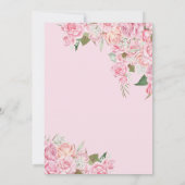 Rosa Rosen und Gold Tiara Floral Quinceanera Einladung (Rückseite)