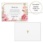 Rosa Rosen und Goldrahmen orthodoxe Taufe Dankeskarte