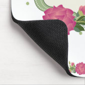 Rosa Rosen und grüne Polka Dots Mauspad (Ecke)