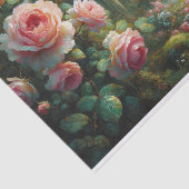 Rosa Rosen und grünes Moos - beeindruckende Dekoup Seidenpapier (Ausschnitt)