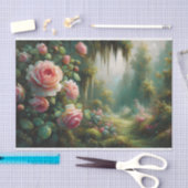 Rosa Rosen und grünes Moos - beeindruckende Dekoup Seidenpapier (Handwerk)