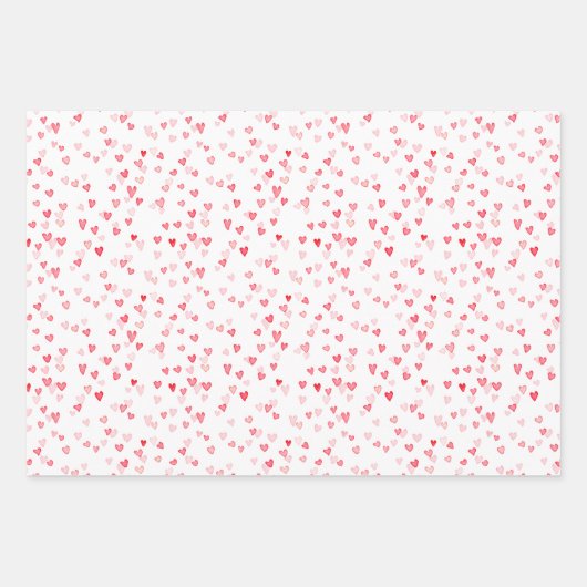 Rosa Rosen und Hearts - Papierblatt-Set Geschenkpapier Set (Vorderseite 3)