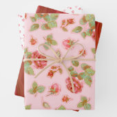 Rosa Rosen und Hearts - Papierblatt-Set Geschenkpapier Set (Beispiel)