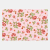 Rosa Rosen und Hearts - Papierblatt-Set Geschenkpapier Set (Vorderseite)