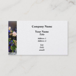 Rosa Rosen und lila Delphinium Visitenkarte
