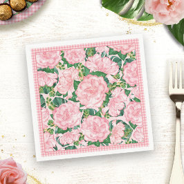 Rosa Rosen und Monstera Sommer Serviette