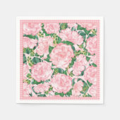Rosa Rosen und Monstera Sommer Serviette (Vorderseite)