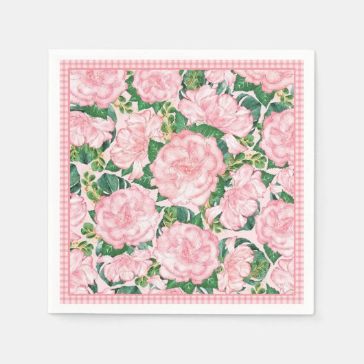 Rosa Rosen und Monstera Sommer Serviette (Vorderseite)