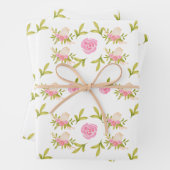 Rosa Rosen und Niedliche Babyvögel Geschenkpapier Set (Beispiel)