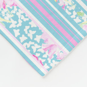 Rosa Rosen und passende Streifen Fleece Blanket