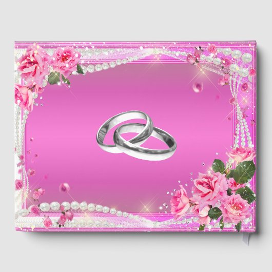 Rosa Rosen und Perlen Hochzeitsbuch Gästebuch (Rückseite)