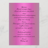 Rosa Rosen und Perlen Hochzeitskarte Menükarte (Rückseite)