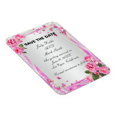 Rosa Rosen und Perlen speichern das Datumsfenster Magnet (Rechte Seite)