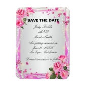 Rosa Rosen und Perlen speichern das Datumsfenster Magnet (Vertikal)