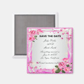 Rosa Rosen und Perlen speichern das Datumsfenster Magnet (Vorderseite/Rückseite)