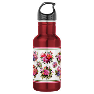 Rosa Rosen und Pfingstrosen-Sträuße Edelstahlflasche