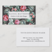 Rosa Rosen und saftiges Kaktus-Muster auf Visitenkarte (Vorne/Hinten)