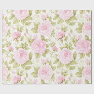 Rosa-Rosen- und Salbei-Gartenparty-Geschenkpapier Geschenkpapier