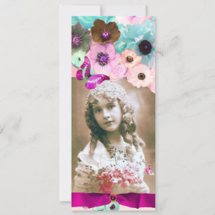 ROSA ROSEN UND SCHMETTERLING SWEET 16 FOTO-VORLAGE EINLADUNG