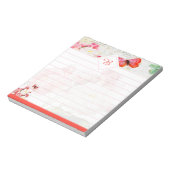 Rosa Rosen und Schmetterlingstitel Notizblock (Rotiert)