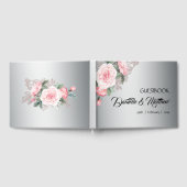 Rosa Rosen und Silberne Hochzeitsbuch Gästebuch (Voll)