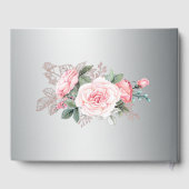 Rosa Rosen und Silberne Hochzeitsbuch Gästebuch (Rückseite)