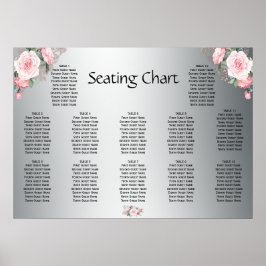 Rosa Rosen und silberne Hochzeitssitze Poster