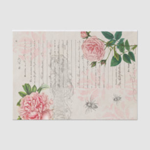 Rosa Rosen und Skripte auf Pergament-Papier Seidenpapier