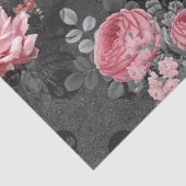 Rosa Rosen und Skulls auf Grau-Decoupage Seidenpapier (Detail)