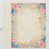 Rosa Rosen und Spitze Briefpapier (Vorne/Hinten)